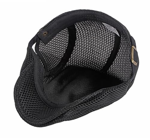 DIYDECAL Mens Breathable Mesh Summer Hat Adjustable Newsboy Beret Ivy Cap Cabbie Flat Cap - color: Black