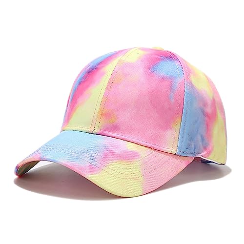 BEARUN Cotton Tie Dye Low Profile Cap Hiphop Baseball Cap Fashion Dad Hat - color: Multicolored E