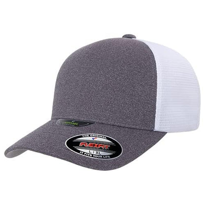 Flexfit Melange Unipanel Trucker Cap - color: Melange Heather/White, size: Large-X-Large