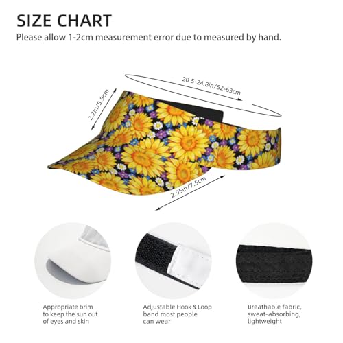 Adjustable Sun Visor Hats, Lightweight Open-Top Sports Visors - color: Sunflower