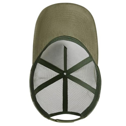 Suede Curved Brim Trucker Cap Adjustable Snapback Hat Mesh Back Breathable for Men Women 2 Pack SH03 - color: Pack of 2, Olive Green & Black