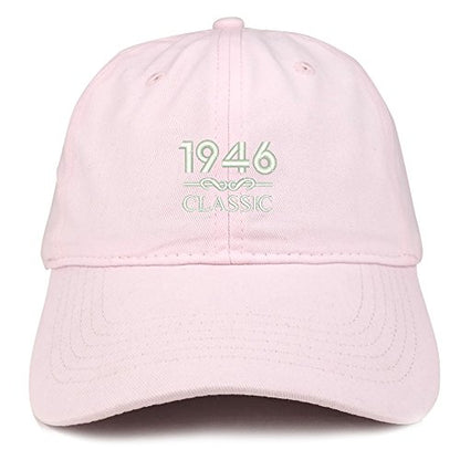 Trendy Apparel Shop Classic 1946 Embroidered Retro Soft Cotton Baseball Cap - color: Light Pink