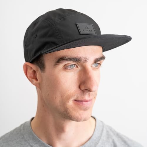Tillak Wallowa Kodra Hat, Lightweight Oxford Nylon 5 Panel Cap with Snap Closure - color: Black