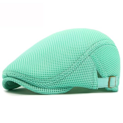 Lifup Unisex Mesh Newsboy Hat Breathable Summer Flat Cap - color: Blue 2