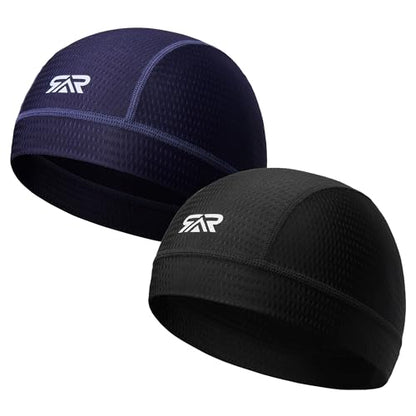 2-Pack Cooling Skull Cap Breathable Mesh Helmet Liner Motorcycle Cycling - color: Black + Royal Blue