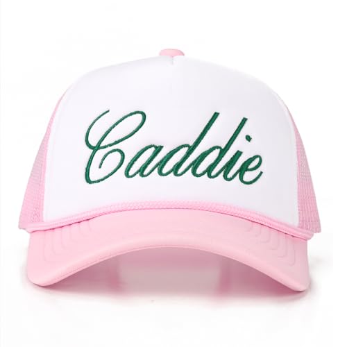 Funky Junque Premium Mesh Snapback Trucker Hat - Stylish Comfort for All - Patriotic, Humor & More - color: Caddie - White/Light Pink
