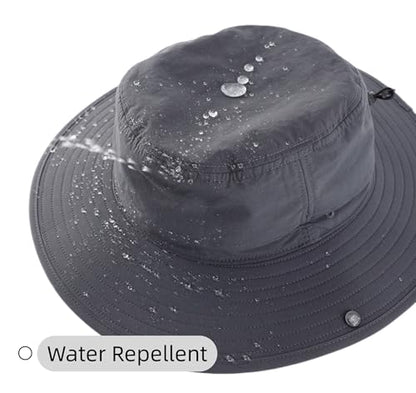 Connectyle Sun Hat for Men Women Outdoor UV Protection Safari Hat for Fishing Hiking Gardening Breathable Cowboy Hat UPF50 - color: Dark Grey