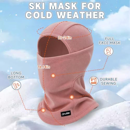 Winter Ski Mask Balaclava for Men Women, Warm Full Face Mask Cold Weather Snowboarding Skiing Motorcycling - color: Dark Pink