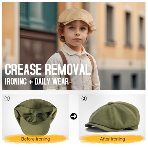 Toddler 8 Panel Cotton Newsboy Cap - color: Army Green, size: 2-3T