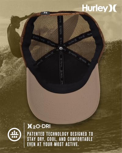 Hurley Mens Trucker Hat Fairway Mesh Trucker Hat, Quick Dry Snapback - color: Rustic Brown