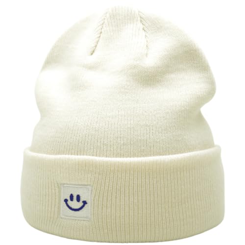 55cube Unisex Winter Beanie Hats Warm Thick Knit Cuffed Skullcaps - color: Cloud Dancer