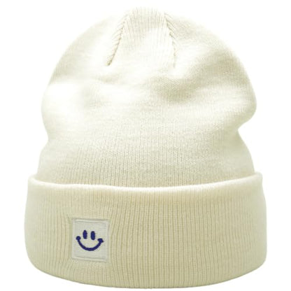 55cube Unisex Winter Beanie Hats Warm Thick Knit Cuffed Skullcaps - color: Cloud Dancer