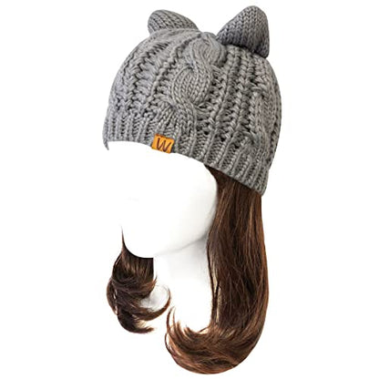 allydrew Winter Thick Knit Beanie Slouchy Beanie for Men & Women - color: Gray