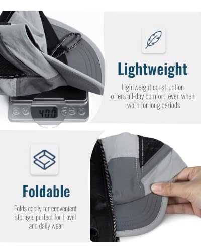 Croogo Short Brim 5 Panel Baseball Cap Mesh Quick Drying Sports Hat for Men - color: Lavender
