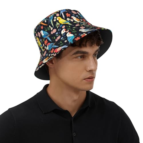 Bucket Hat Unisex for Men Women Cute Funny Fashion Fishing Hat Trippy Art Casual Fisherman Cap - color: Bird
