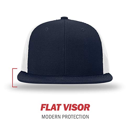 Richardson Unisex 511 Flatbill Trucker Adjustable Snapback Baseball Cap - color: Navy/White