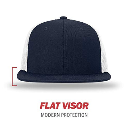 Richardson Unisex 511 Flatbill Trucker Adjustable Snapback Baseball Cap - color: Navy/White