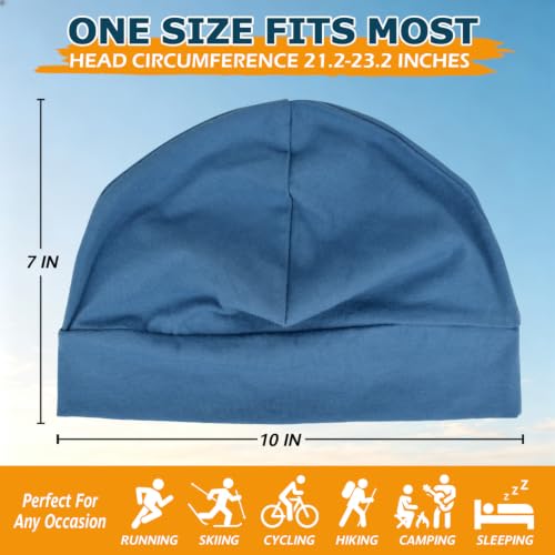 Headshion 100% Cotton Skull Caps Beanie Sleeping Hats for Men Women - color: Royal Blue & Light Blue
