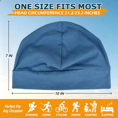 Headshion 100% Cotton Skull Caps Beanie Sleeping Hats for Men Women - color: Royal Blue & Light Blue