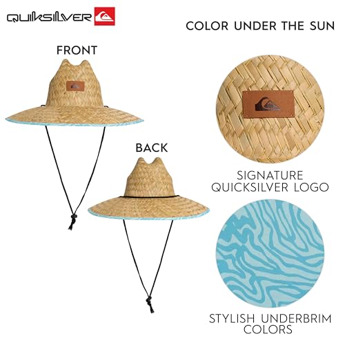 Quiksilver Men's Wide Brim Outdoor Lifeguard Straw Sun Hat - color: Limpet Shell, size: Small-Medium
