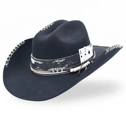 Cowboy Hat for Men and Women - Cattleman Wide Brim Western Cowgirl Hat with Gift Packaging - color: Black-01, size: 7 3/8-7 1/2