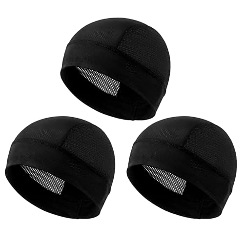 3 Pcs Breathable Mesh Skull Cap Helmet Liner Beanie Black