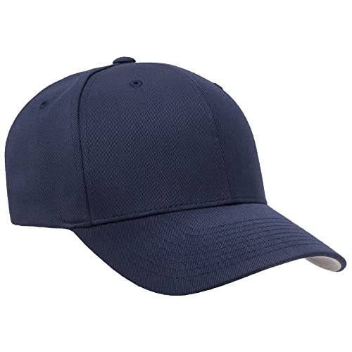 Flexfit Wooly Combed 6-Panel Structured Baseball Cap | Stretch Fitted - color: Navy, size: XX-Large