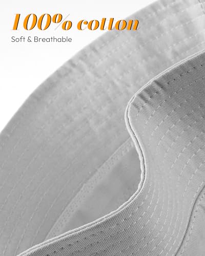 HONGTEYA Bucket Sun Hats for Woman Men Cotton Summer Beach Hat Golf Fishing - color: Light Grey, size: Medium