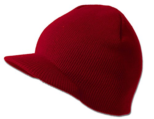 TOP HEADWEAR Solid Cuffless Beanie Visor - color: Blood Red
