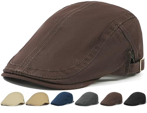 Initlove Mens Newsboy Cap Cotton Ivy Hat Beret Hats for Driving - color: Coffee