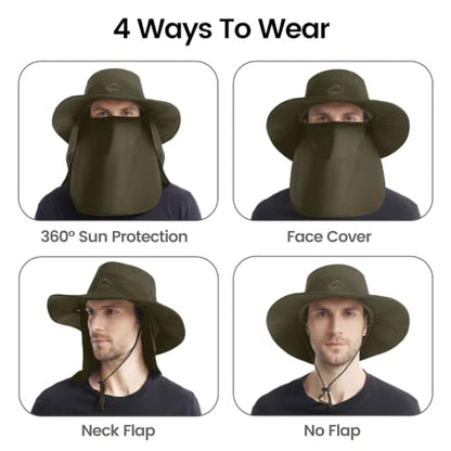 Sun Hats for Men Women UPF 50+ Waterproof Bucket Hat - color: Army Green