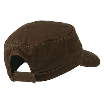 Garment Washed Heavy Stitching Army Cap - Dk Brown OSFM
