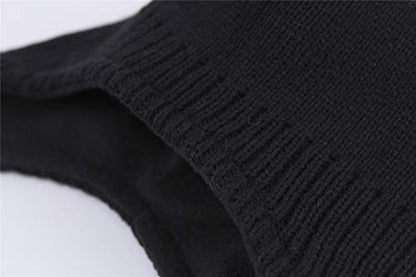 Connectyle Men's Knit Winter Hat with Ear Flaps Fleece Lined Beanie Warm Knitted Skull Cap Beanies Watch Hat - color: Black