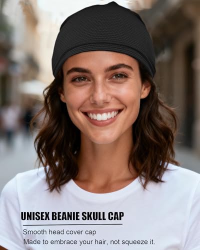 3-Pack Cooling Camo Skull Caps Summer Beanies for Men Women - color: Black+pink+white