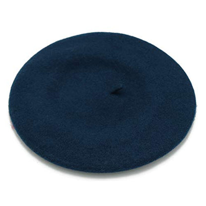 Wheebo Wool Beret Hat,Solid Color French Style Winter Warm Cap for Women Girls Lady - color: Light Navy