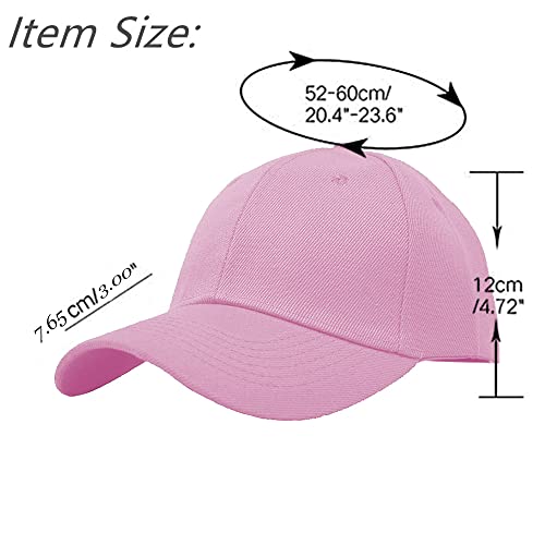 Glory Max Plain Baseball Cap Hook & Loop Strap Adjustable Solid Blank Curved Visor Hat - color: Pink