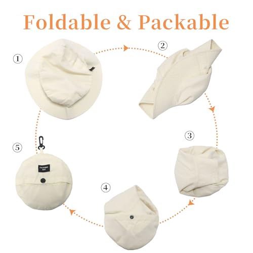 NPJY Packable Sun Bucket Hat for Women Outdoor Waterproof Rain Hat - color: Beige (Packable)