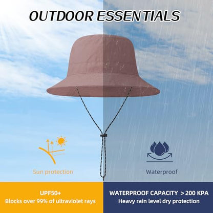Durio Waterproof Bucket Hats for Woman UPF 50+ Sun Hat - color: Dusty Pink