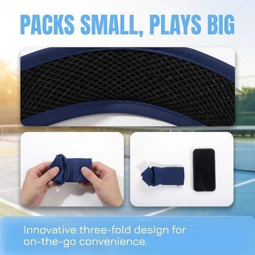 Sun Visors for Women Men Adjustable Folding Cap Running Golf Tennis - color: Navy Blue