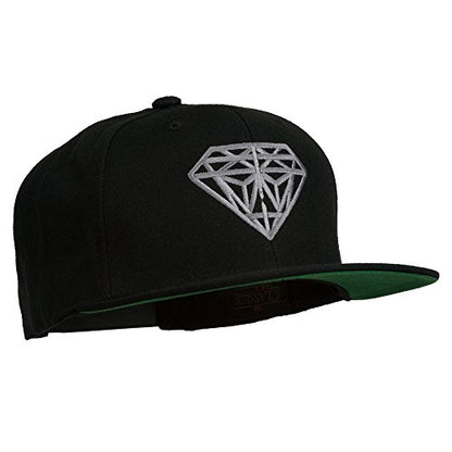 Big Diamond Outline Embroidered Flat Bill Black Cap - color: Dark Grey