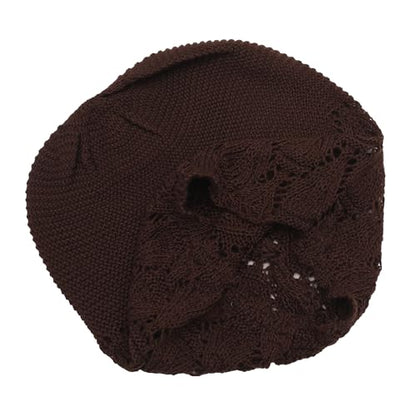 ZLYC Crochet Slouchy Beanie for Women Soft Lightweight Skull Cap - color: Solid Coffee