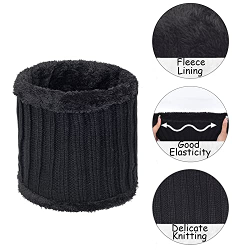 Kids Winter Beanie Scarf Gloves Set - Thermal Fleece Lined Knit Hat, Soft Neck Warmer & Mittens for Girls & Boys 1-10 Years - color: Black-s, size: 1-5 years