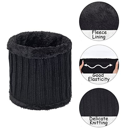 Kids Winter Beanie Scarf Gloves Set - Thermal Fleece Lined Knit Hat, Soft Neck Warmer & Mittens for Girls & Boys 1-10 Years - color: Black-s, size: 1-5 years