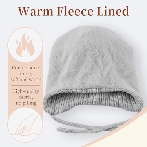 Baby Girl Winter Hats Pompom Infant Boys Beanie Knitted Kid Hat - color: Gray, size: 0-6 Months