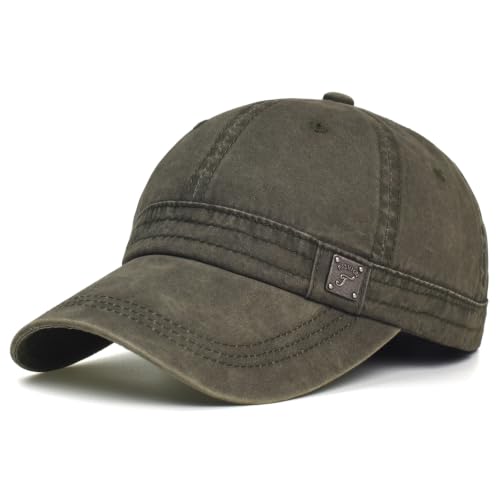 Vintage Washed Cotton Adjustable Baseball Cap for Men Women Low Profile - color: Army Green