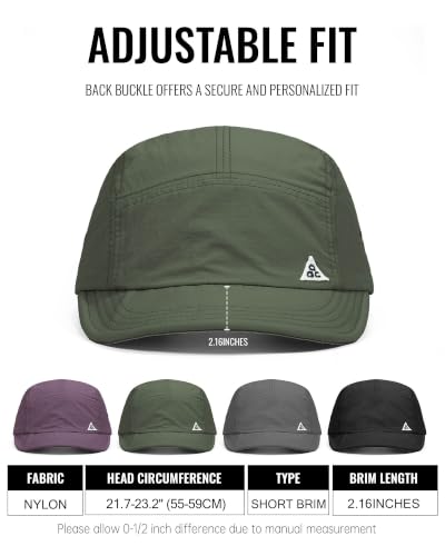 Croogo Quick Dry Short Brim Baseball Cap 5 Panel Lightweight Running Hat - color: Ddy1-green