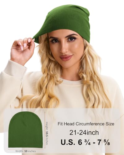 vidsel 100% Cotton Slouchy Beanie for Women Men, Thin Beanies Winter Hat - color: Turquoise Green