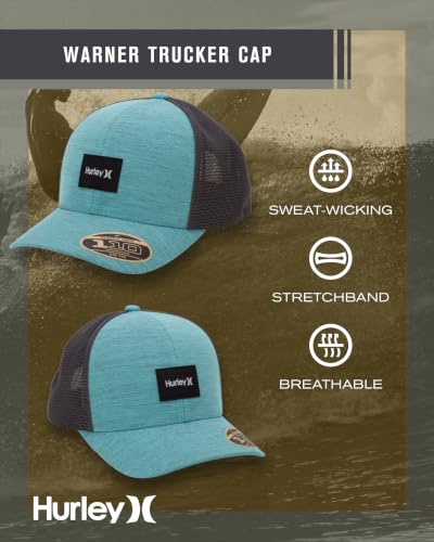 Hurley Mens Trucker Hat Fairway Mesh Trucker Hat, Quick Dry Snapback - color: Aurora Green