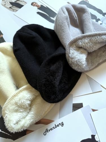 Oversized Slouchy Non-Itchy Knit Beanie Winter Hat for Men & Women - color: Black
