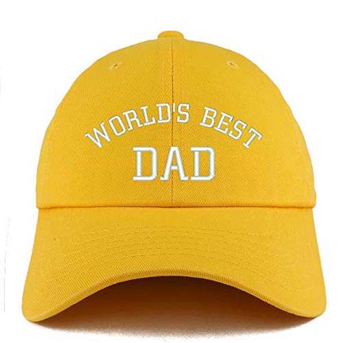 Trendy Apparel Shop World's Best Dad 단색 조절 가능한 비정형 아빠 모자 - color: Gold